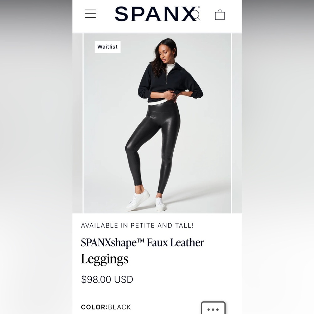 SPANX Faux Leather Leggings- Medium